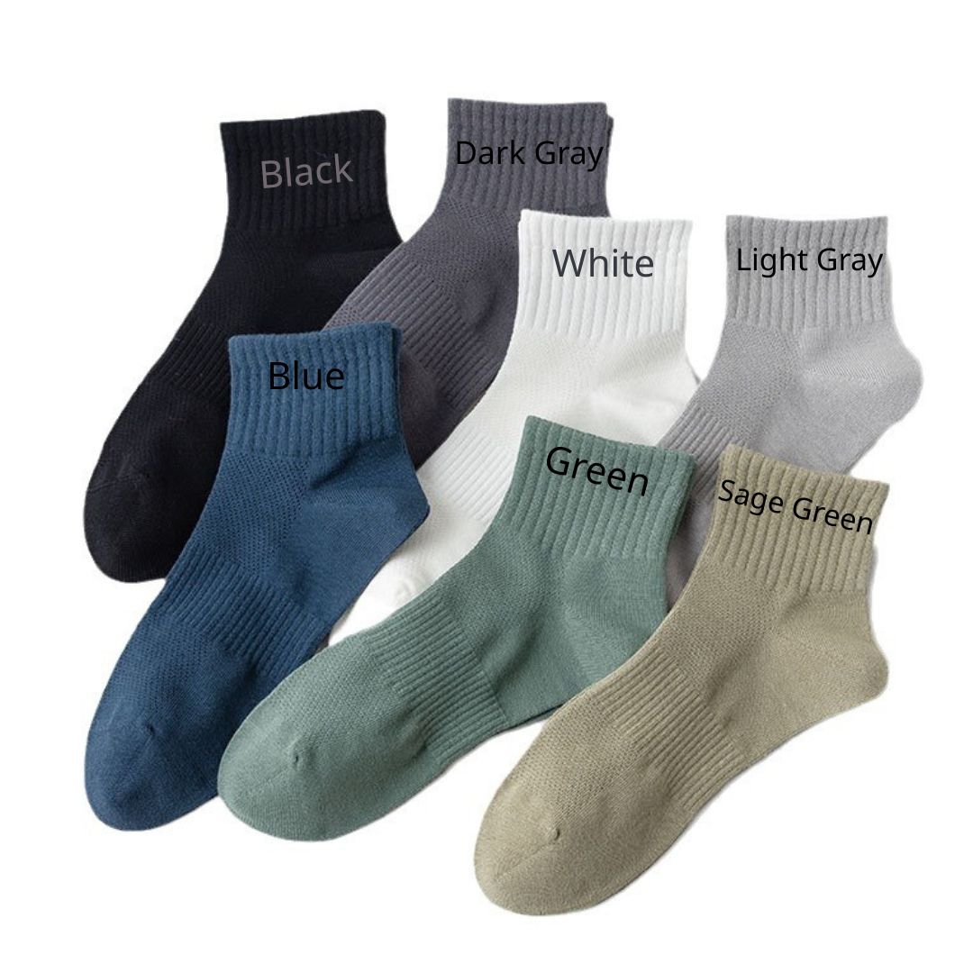 Breathable Sweat-Absorbing Cotton Men's Mid-Calf Socks (Min.2 Pairs)