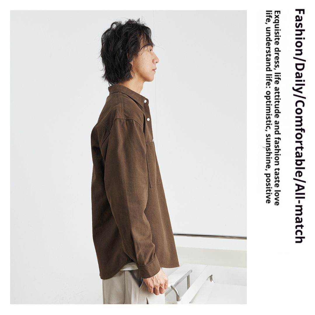 純棉素色雙口袋恤衫