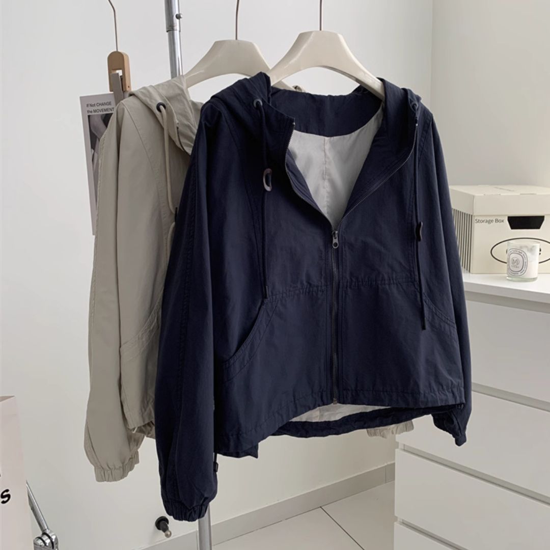 Women's Retro-Style Short-Length Hooded Trench Coat