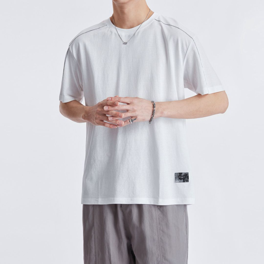 Simple Contrast Stitch Short Sleeve T Shirt