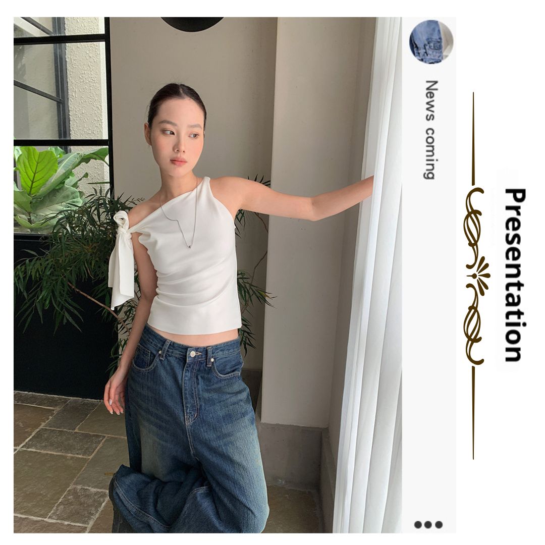 アシンメトリストラップオフショルダートップ