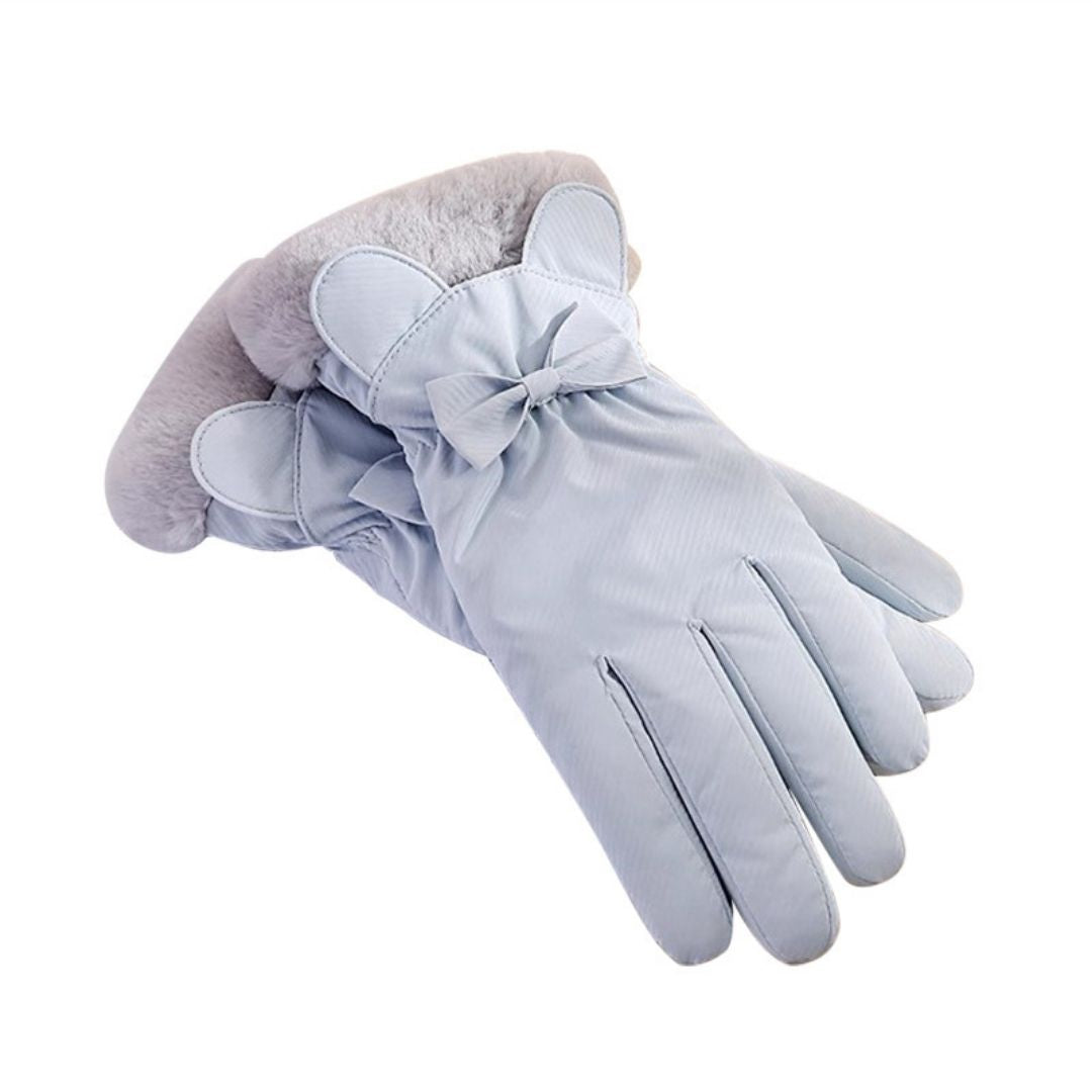 蝴蝶結冬季保暖手套