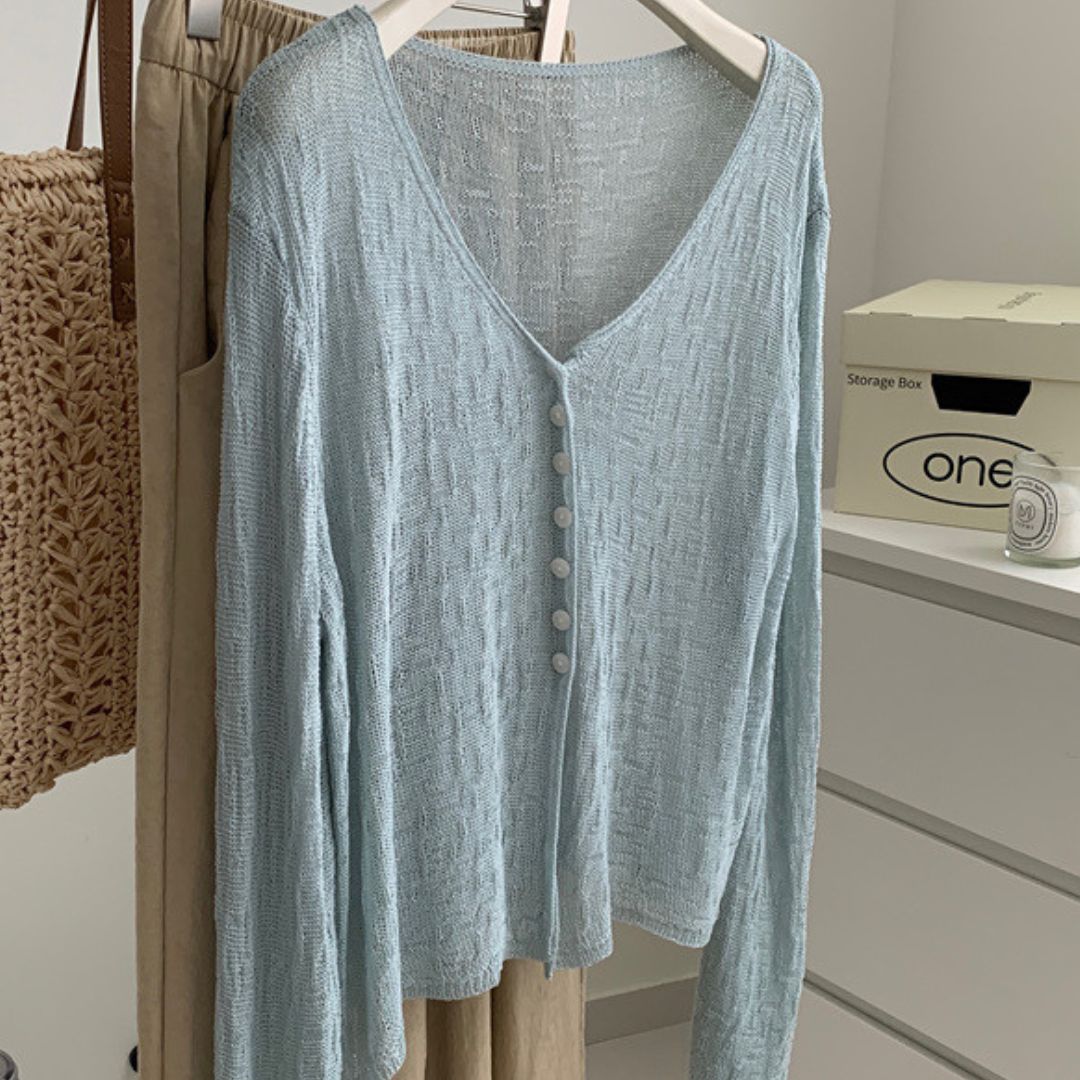 V-Neck Knit Jacket
