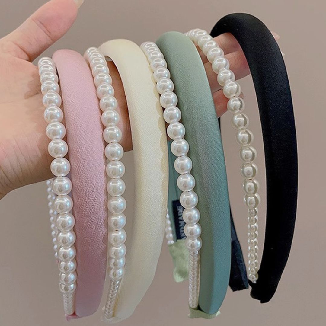 Satin Double Layer Pearl Headband