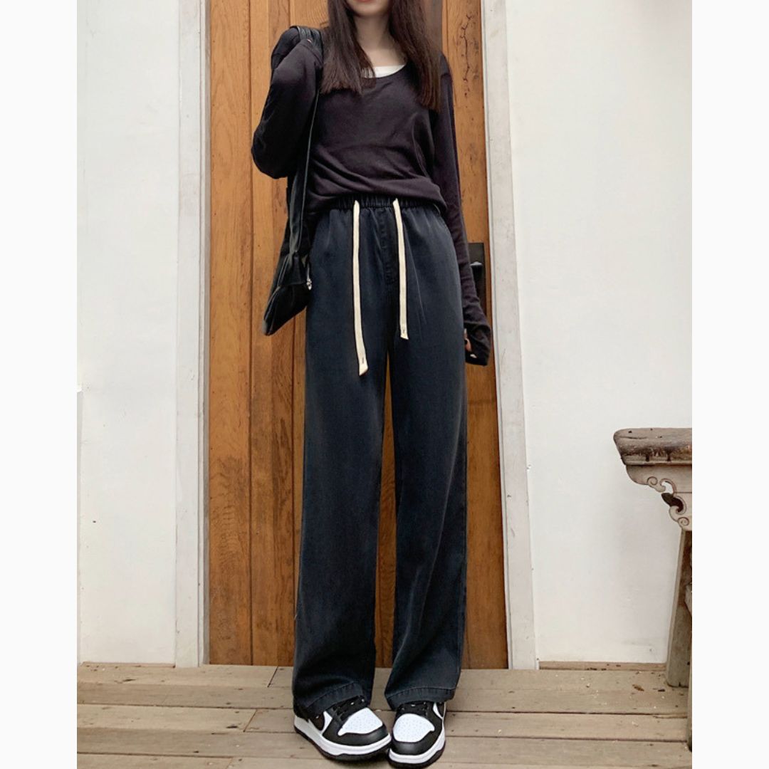 女款闊腿牛仔褲