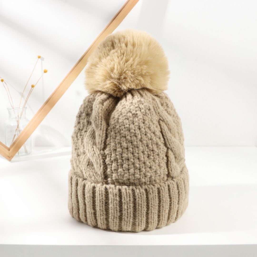 New Winter Pompom Thick Plush Cap