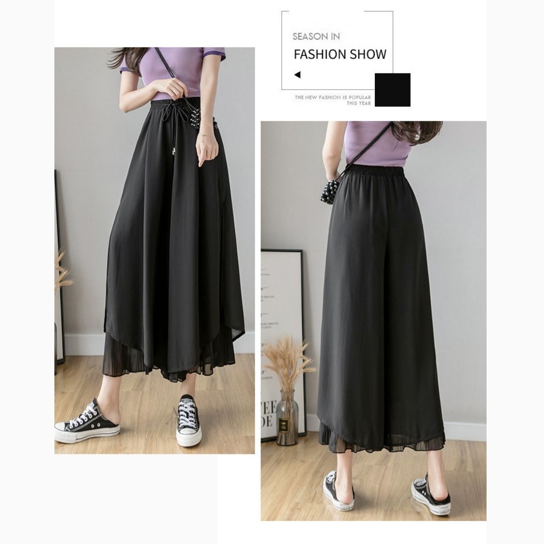 飄逸百褶雪紡褲