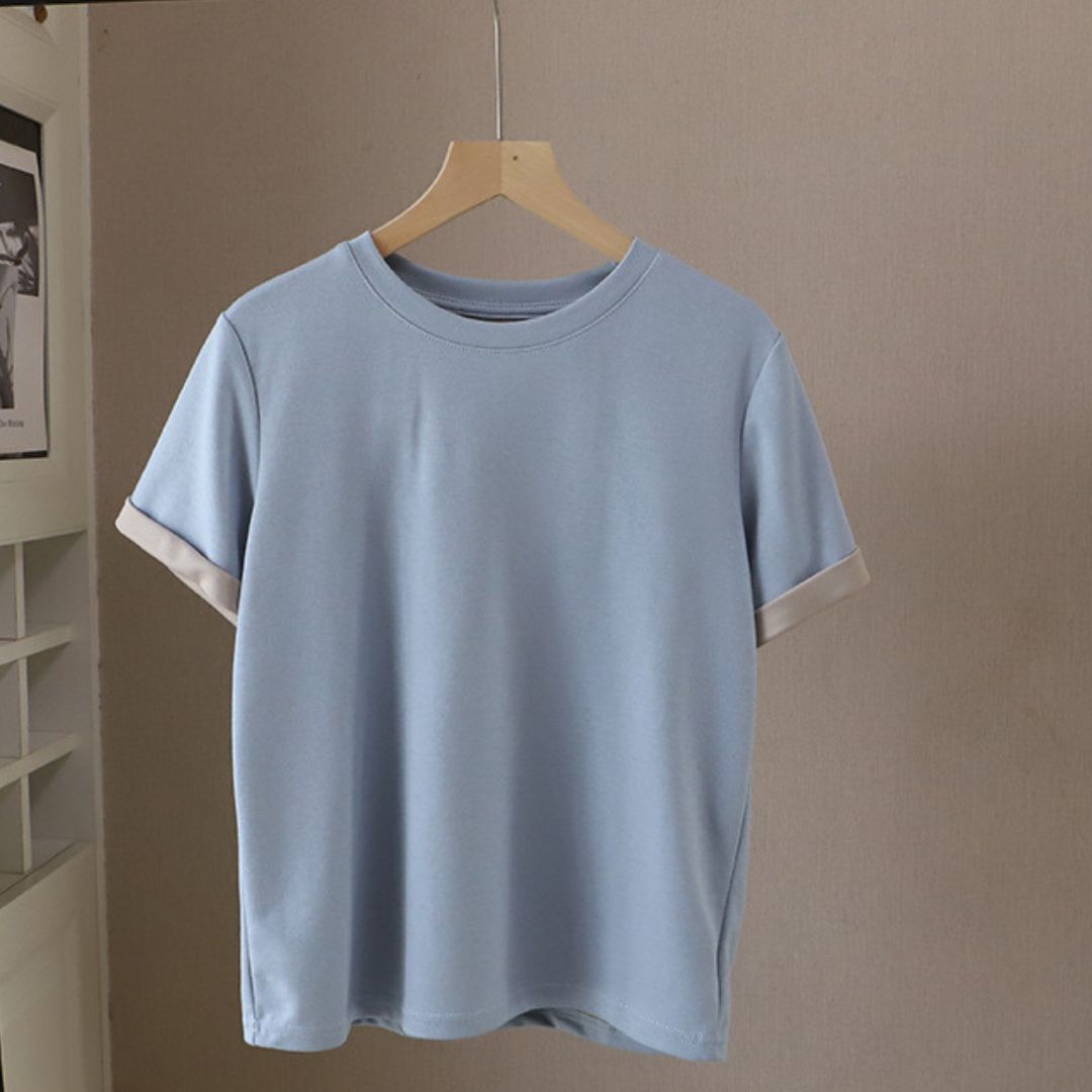 カラーブロッククルーネック半袖Tシャツ