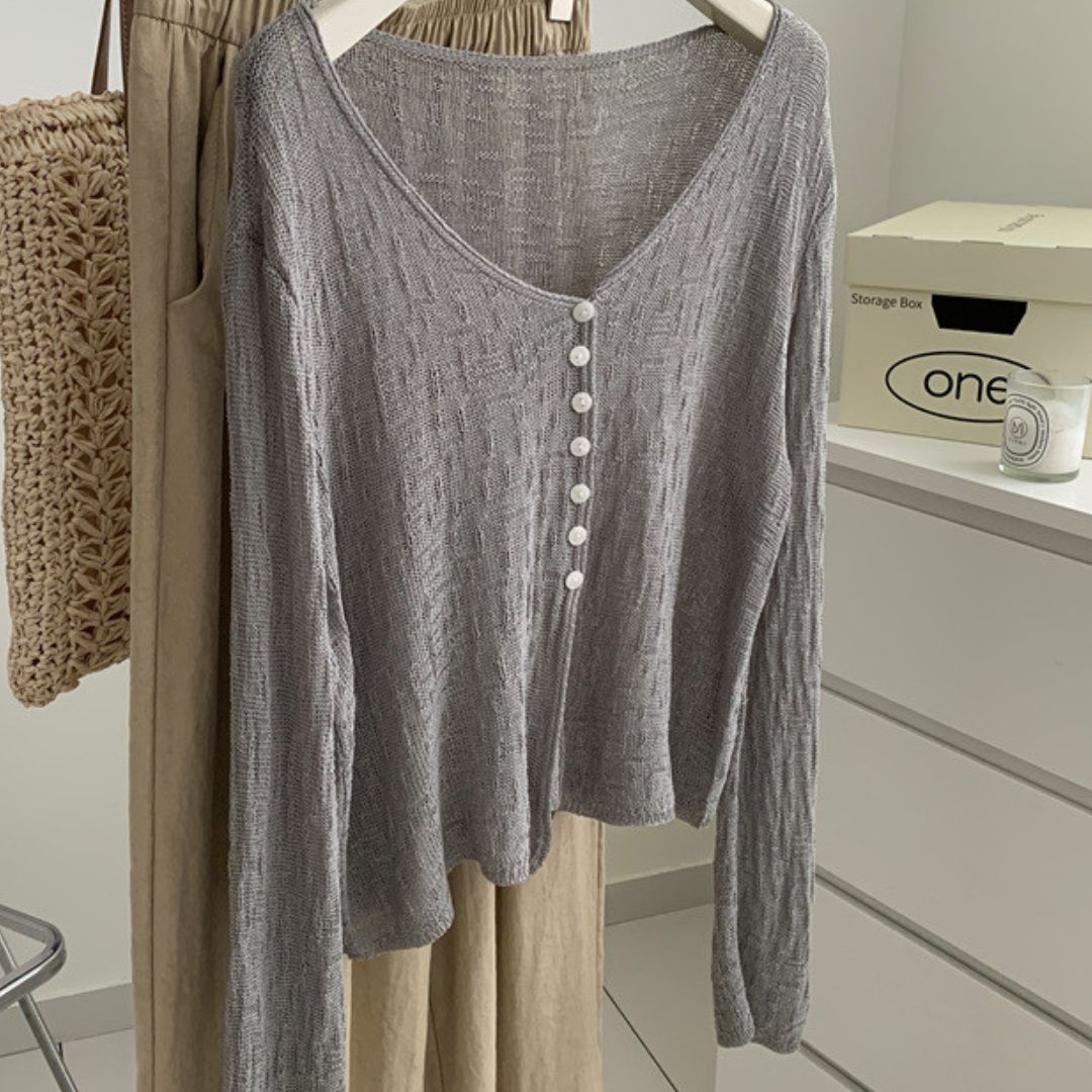 V-Neck Knit Jacket
