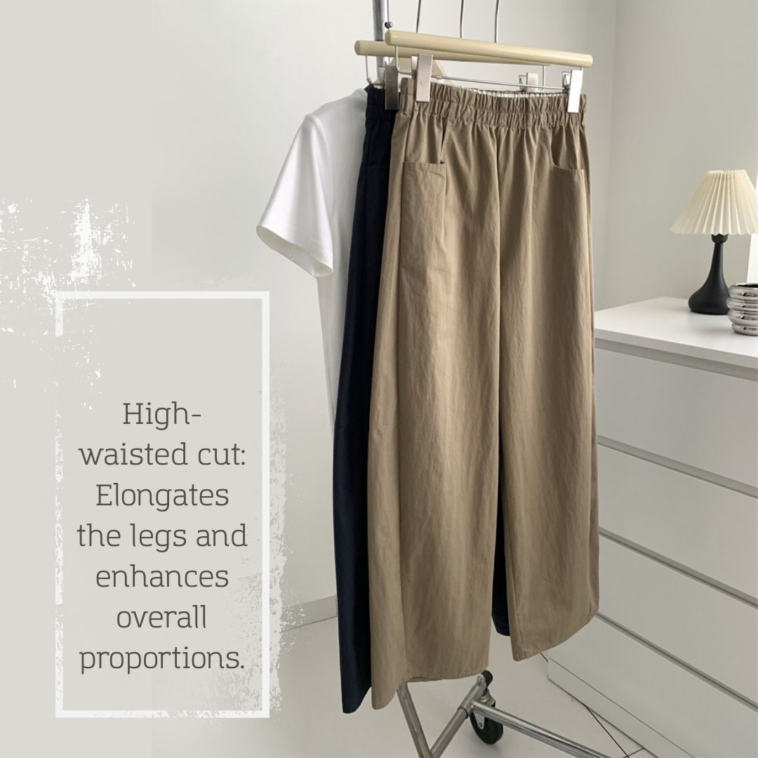 Japanese-Style Vintage Straight-Leg Wide-Cut Cropped Pants