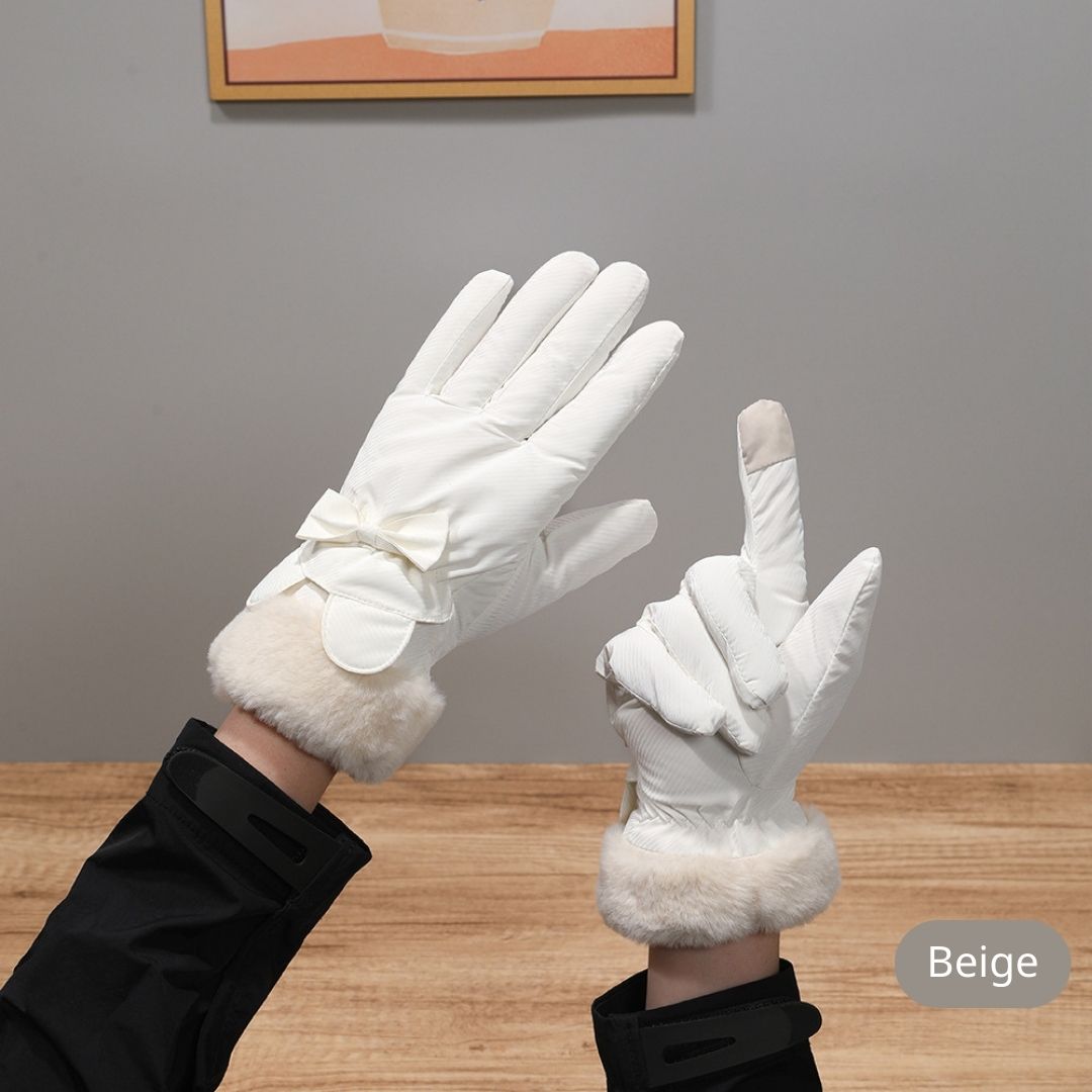 蝴蝶結冬季保暖手套