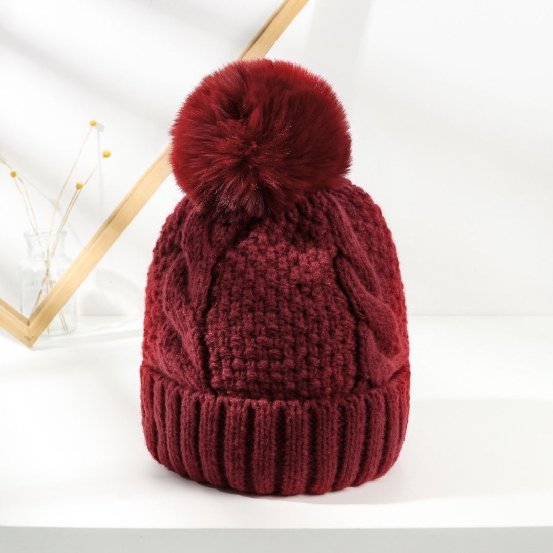 New Winter Pompom Thick Plush Cap