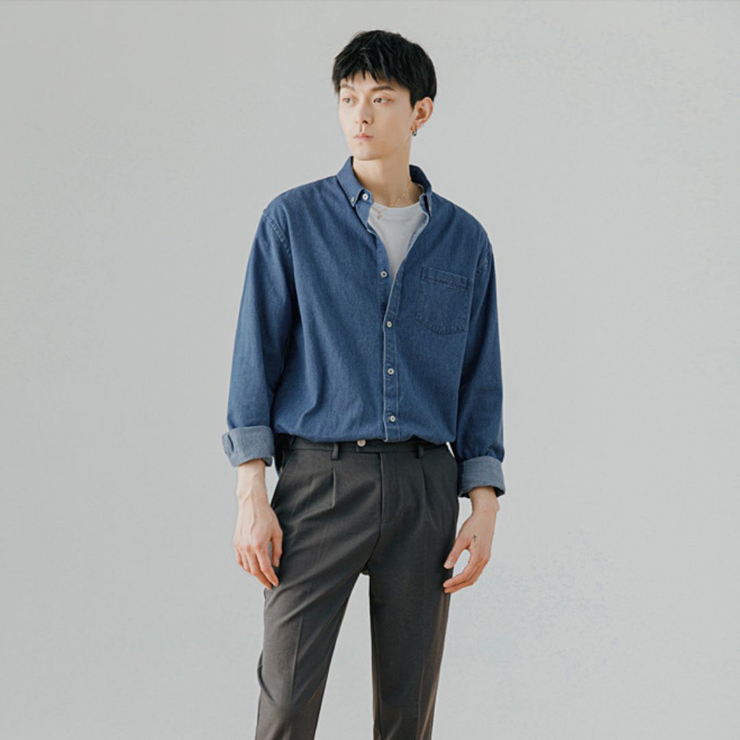 牛仔長袖襯衫