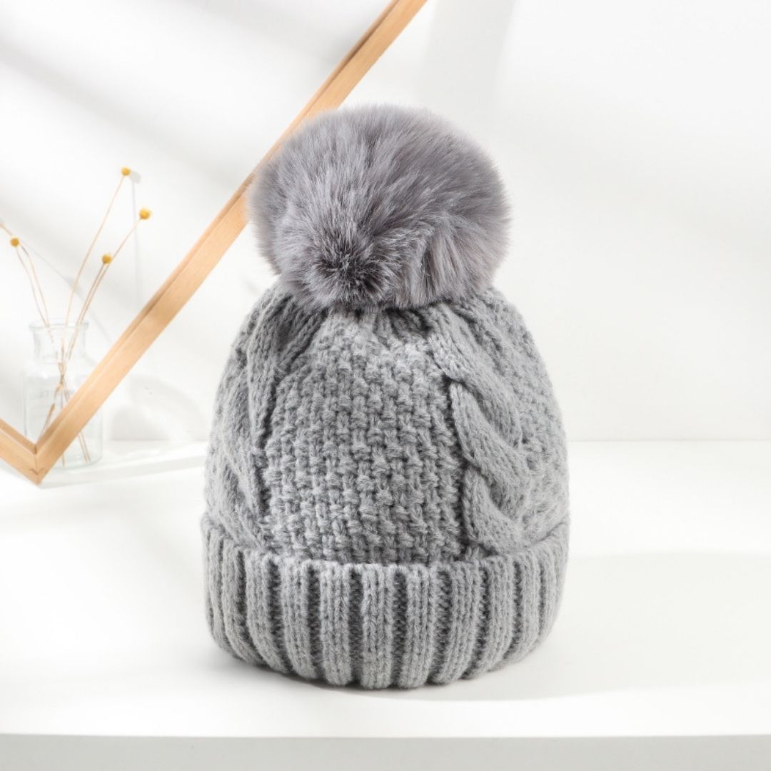 New Winter Pompom Thick Plush Cap
