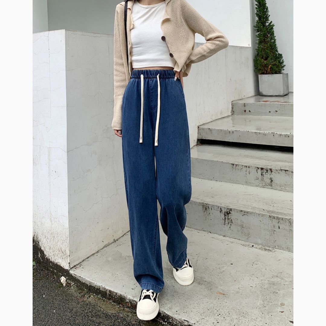 女款闊腿牛仔褲