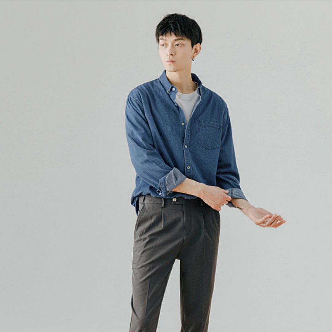 牛仔長袖襯衫