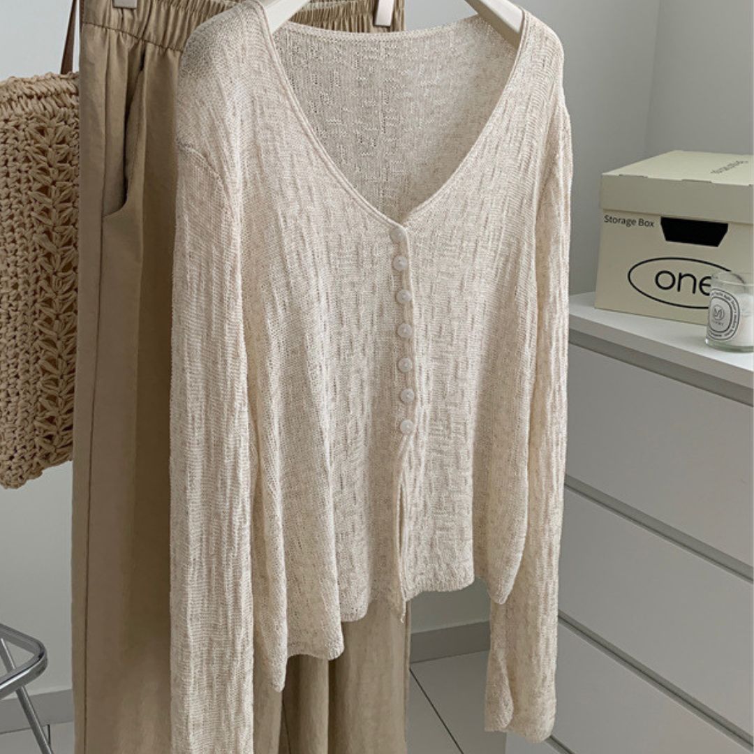 V-Neck Knit Jacket