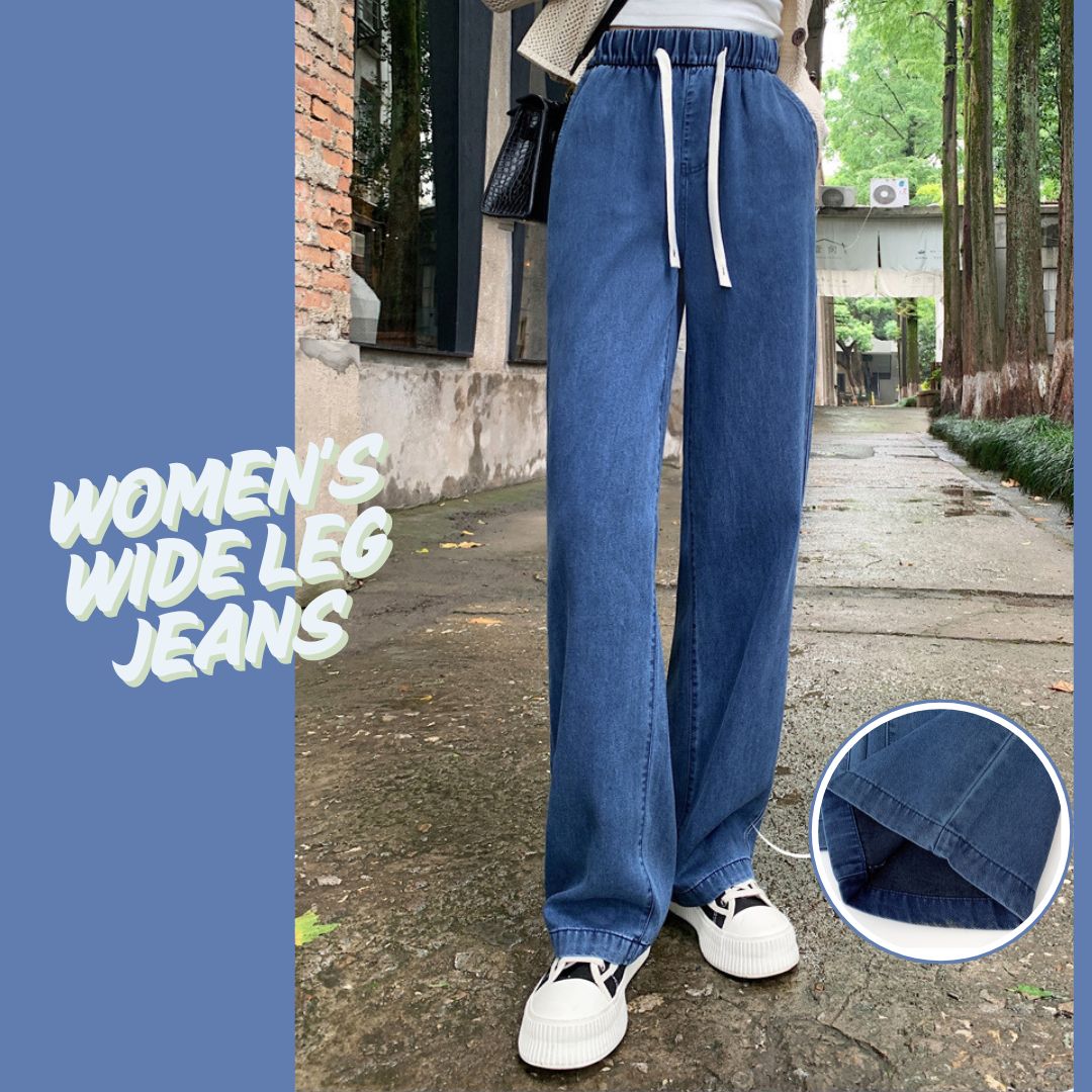 女款闊腿牛仔褲
