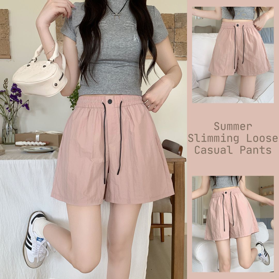 夏季顯瘦寬鬆休閒褲