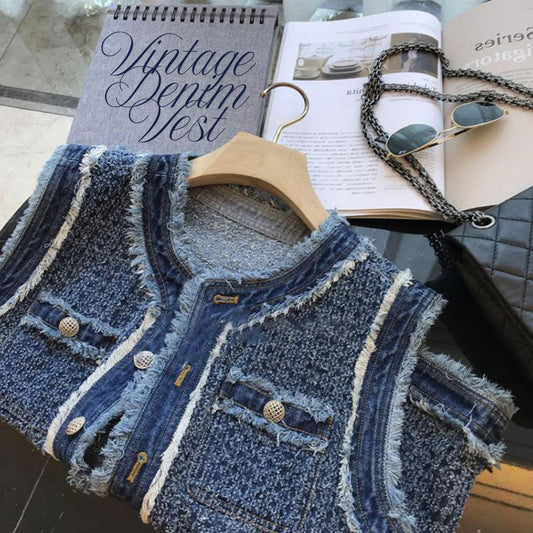 復古牛仔背心