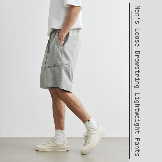 男士寬鬆抽繩薄褲