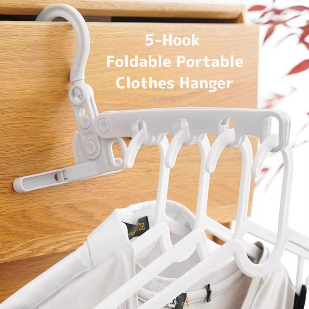 5-Hook Foldable Portable Clothes Hanger (Min. 2 pcs)