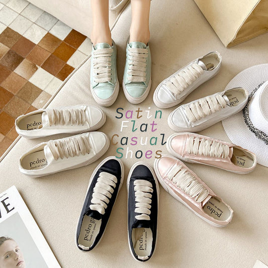 綢緞平底休閒鞋