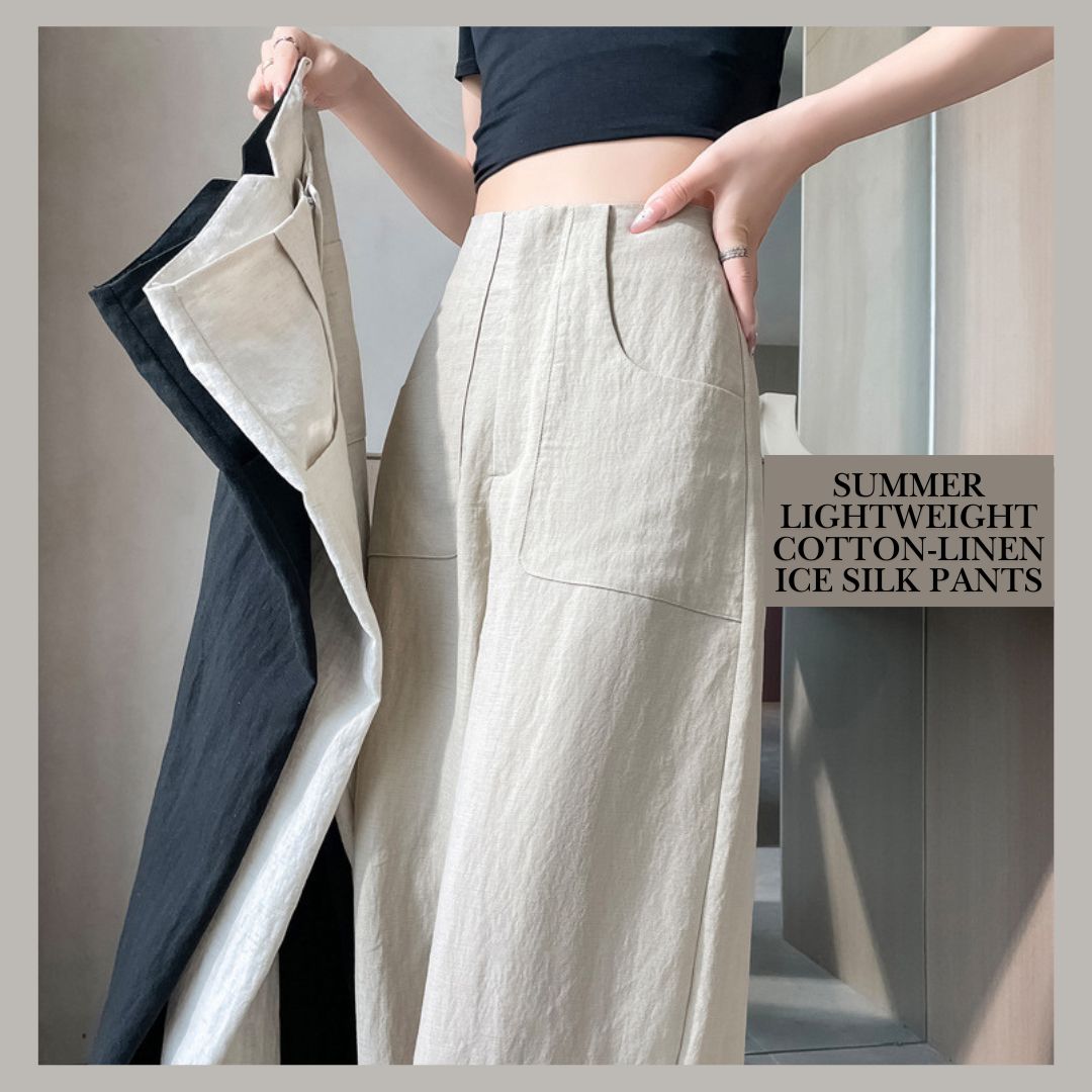 夏季輕薄棉麻冰絲褲
