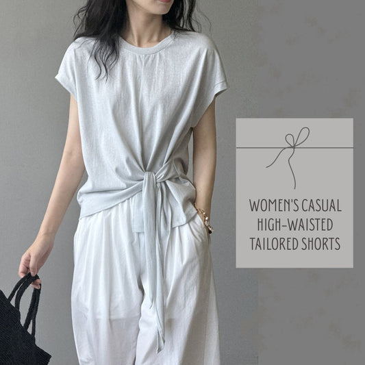 女士綁帶收腰短袖T恤