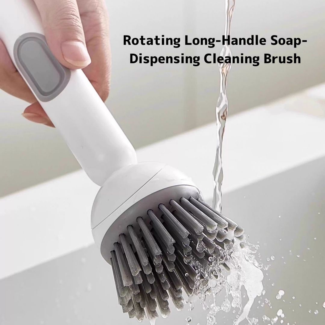 Rotating Long-Handle Soap-Dispensing Cleaning Brush