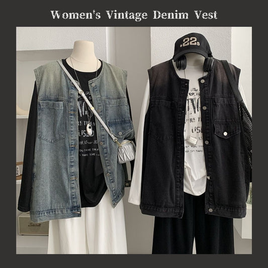 女士復古牛仔背心