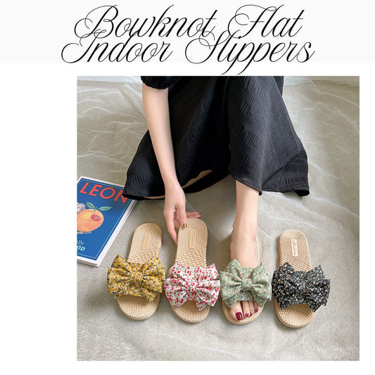 蝴蝶結平底室內拖鞋