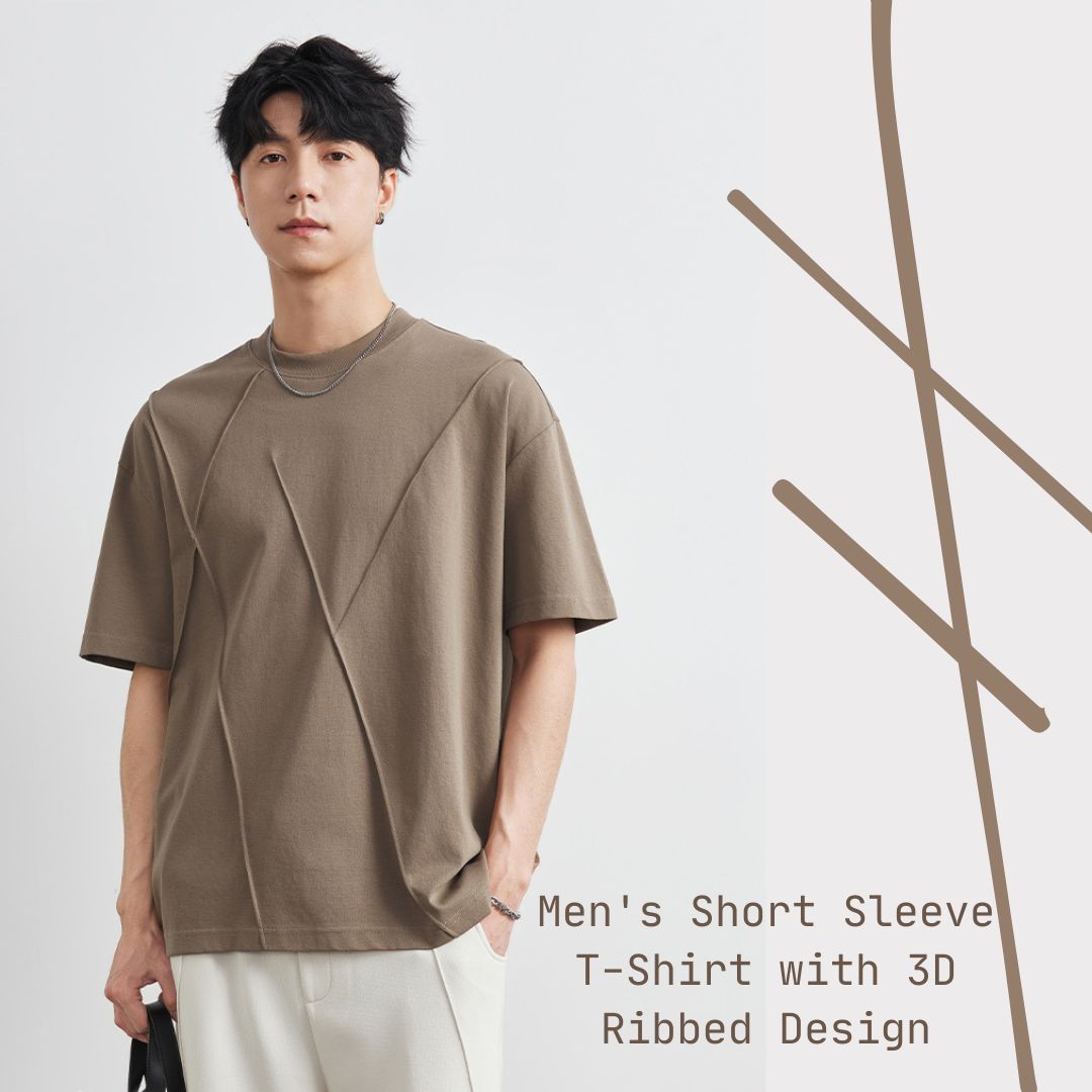 3Dリブデザイン メンズ 半袖Tシャツ