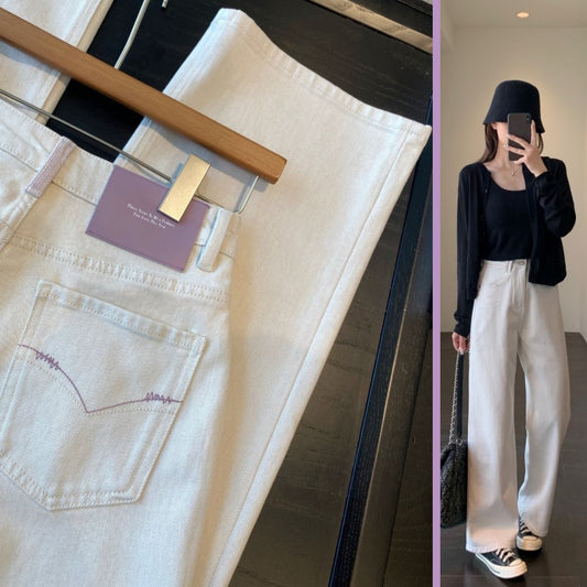 新款直筒闊腿牛仔褲