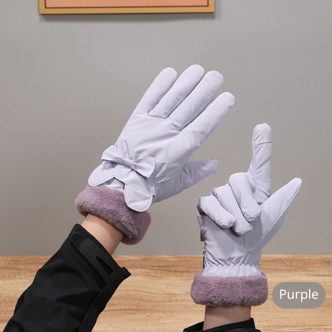 蝴蝶結冬季保暖手套