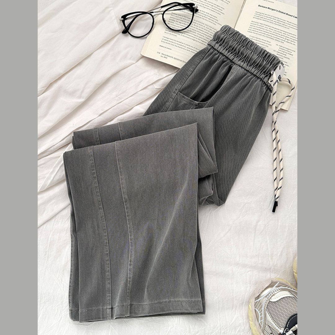 天絲時尚休閒直筒褲