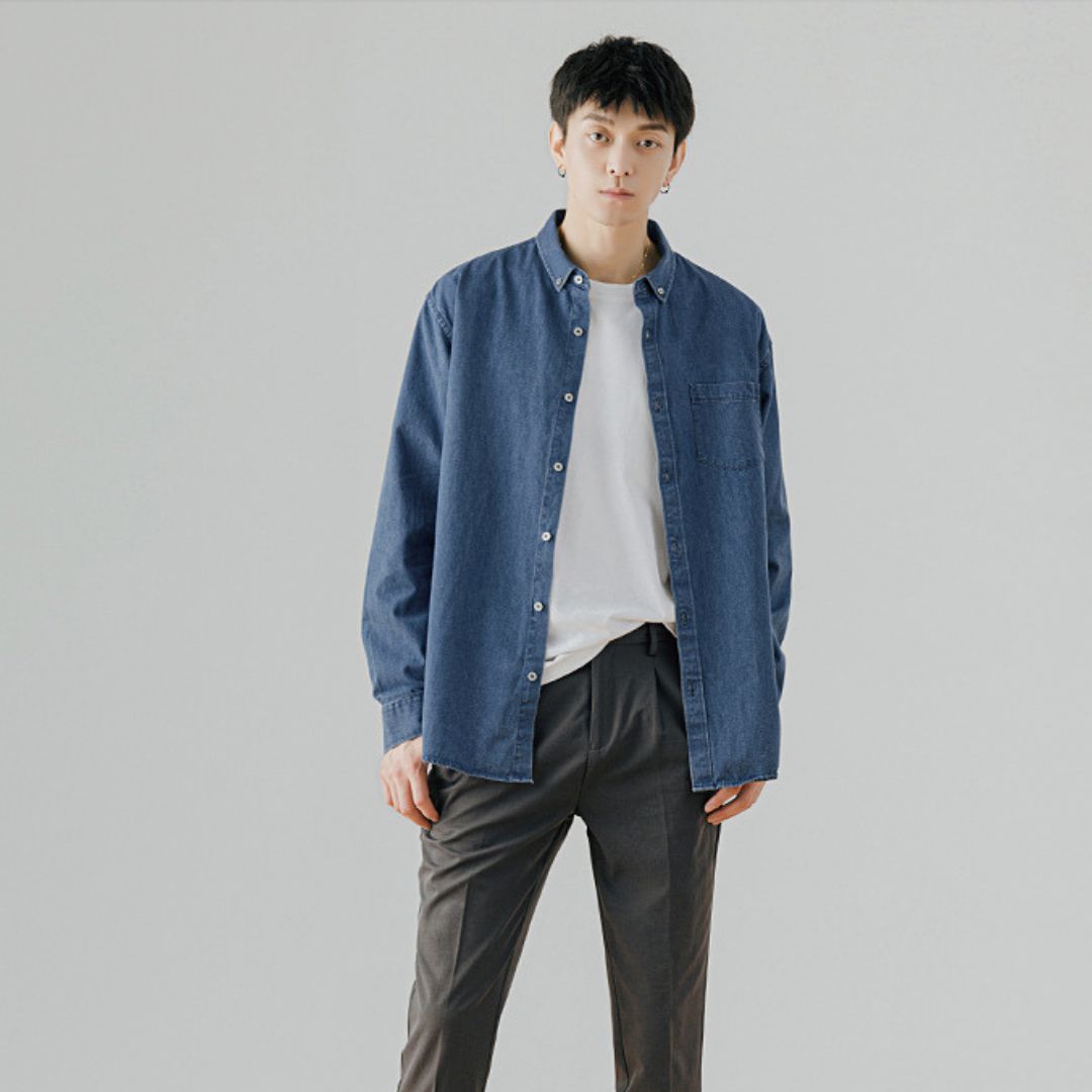 牛仔長袖襯衫
