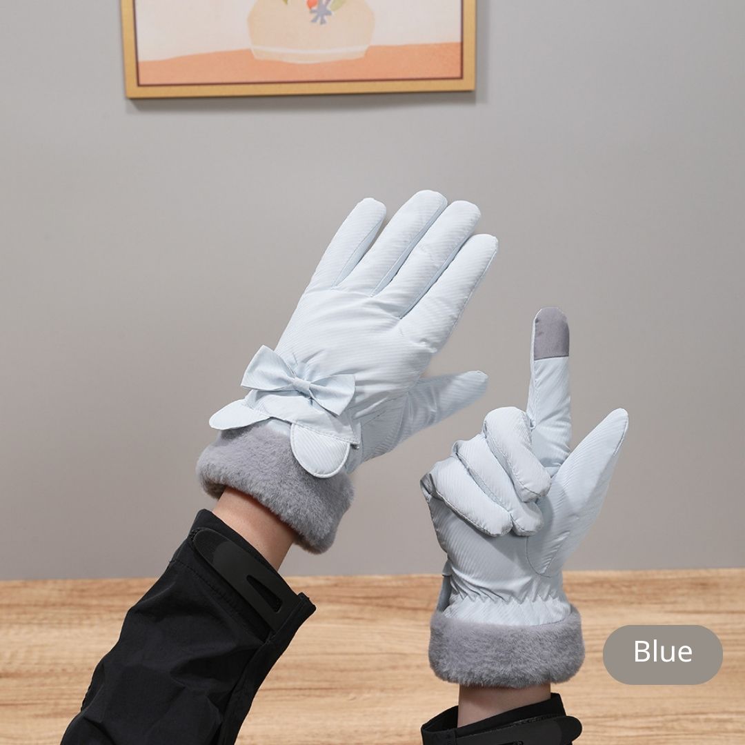 蝴蝶結冬季保暖手套