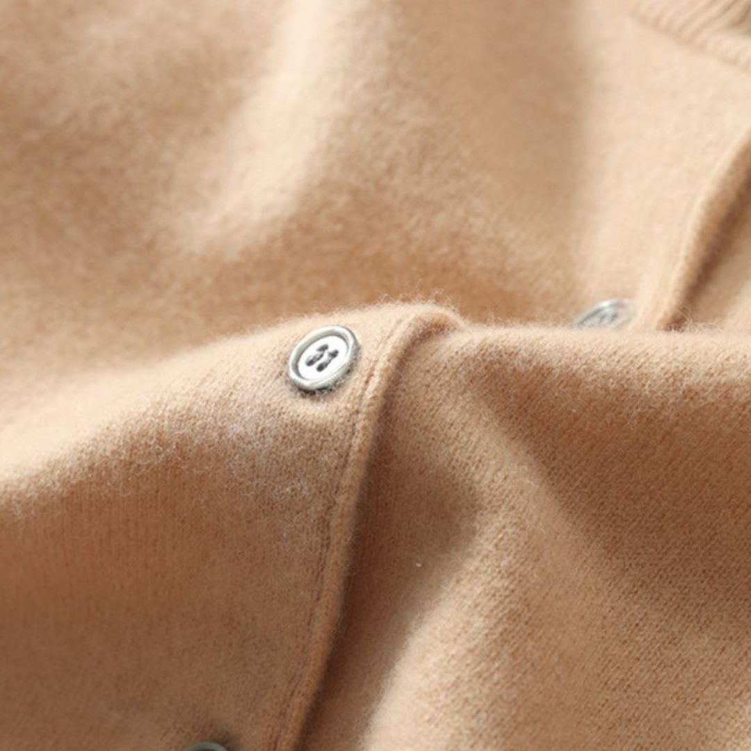 Solid Color Round Neck Button Knitted Jacket