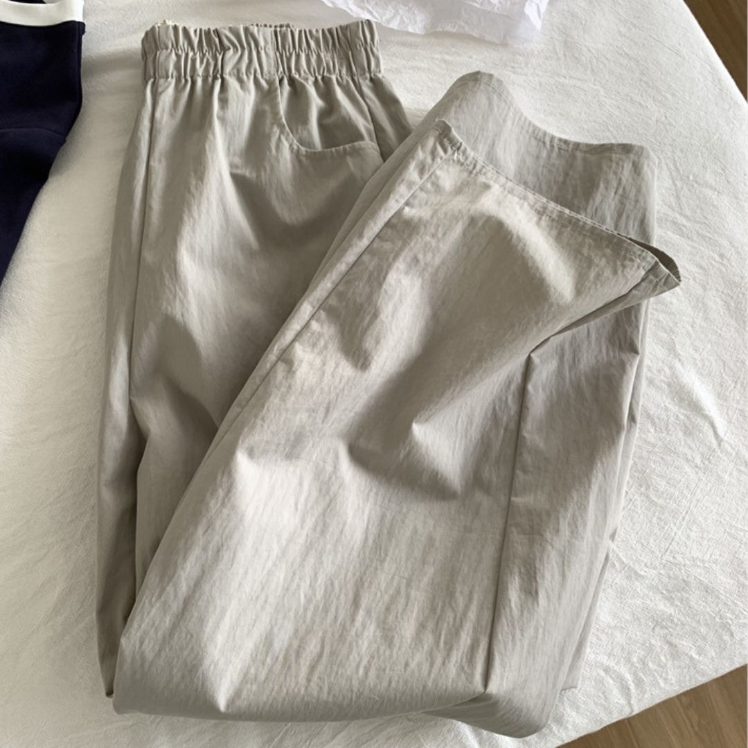 Japanese-Style Vintage Straight-Leg Wide-Cut Cropped Pants
