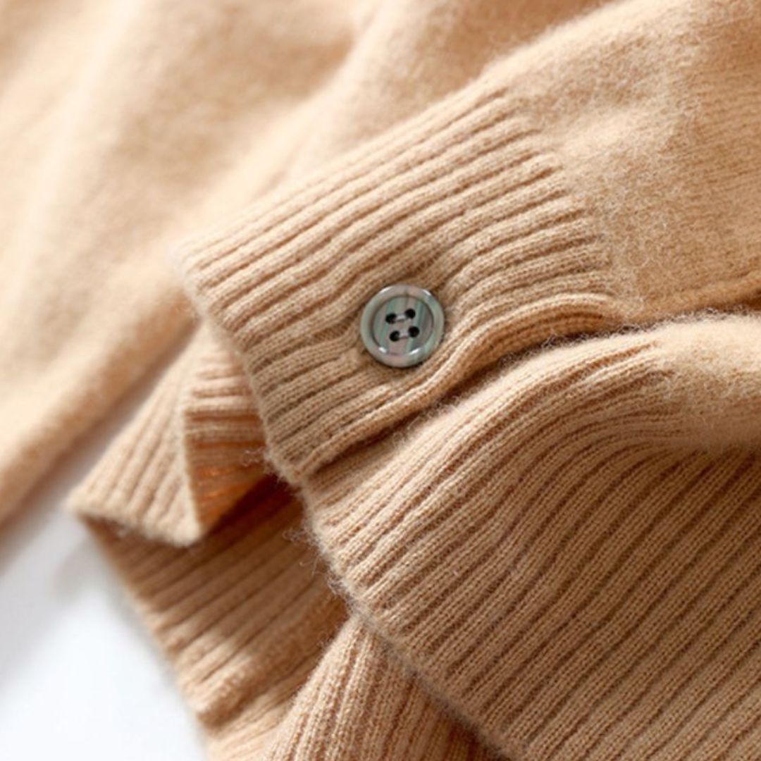 Solid Color Round Neck Button Knitted Jacket