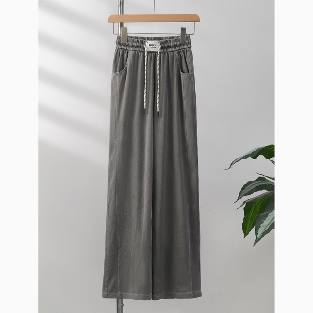 天絲時尚休閒直筒褲