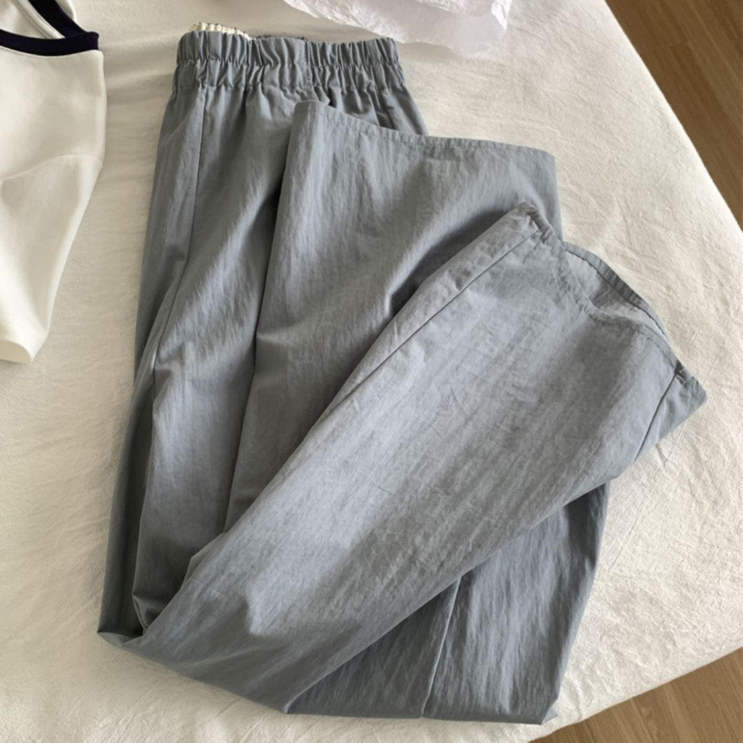 Japanese-Style Vintage Straight-Leg Wide-Cut Cropped Pants