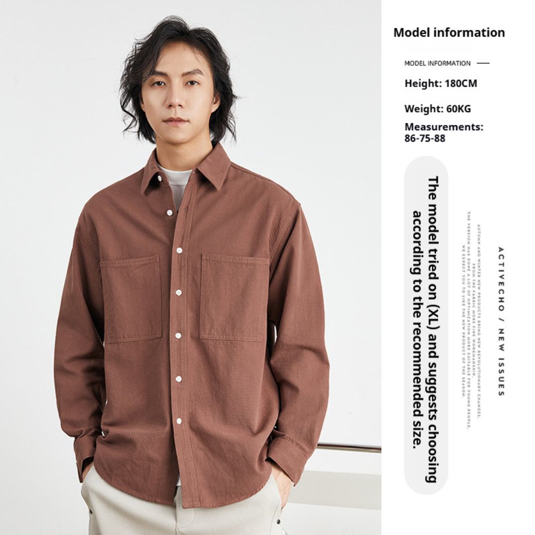 純棉素色雙口袋恤衫