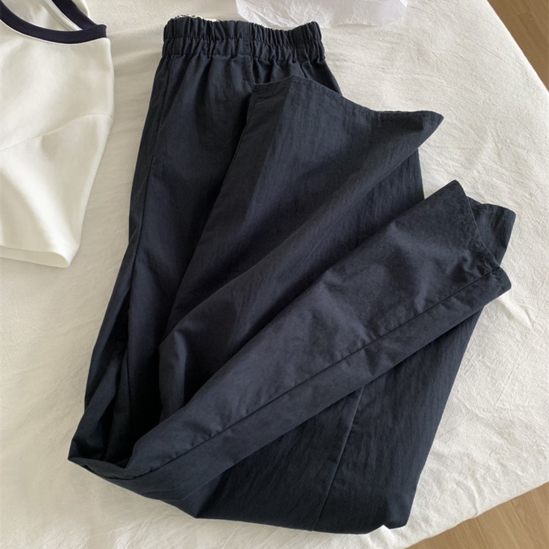 Japanese-Style Vintage Straight-Leg Wide-Cut Cropped Pants