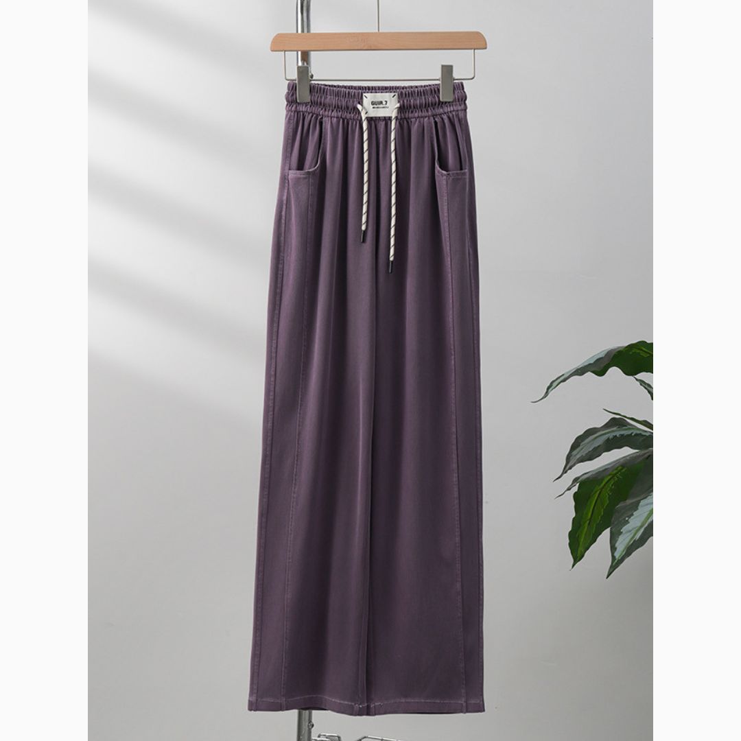 天絲時尚休閒直筒褲