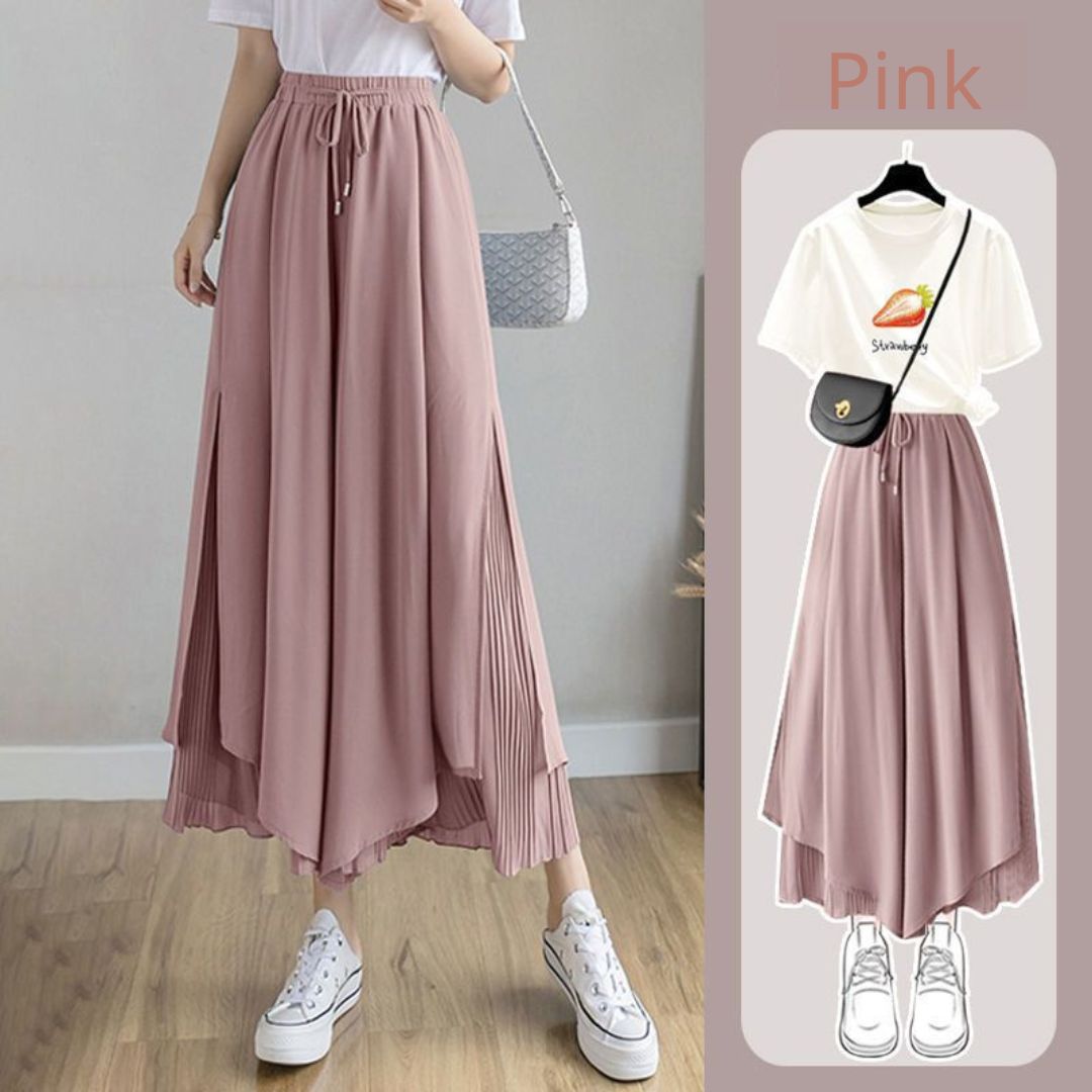 飄逸百褶雪紡褲