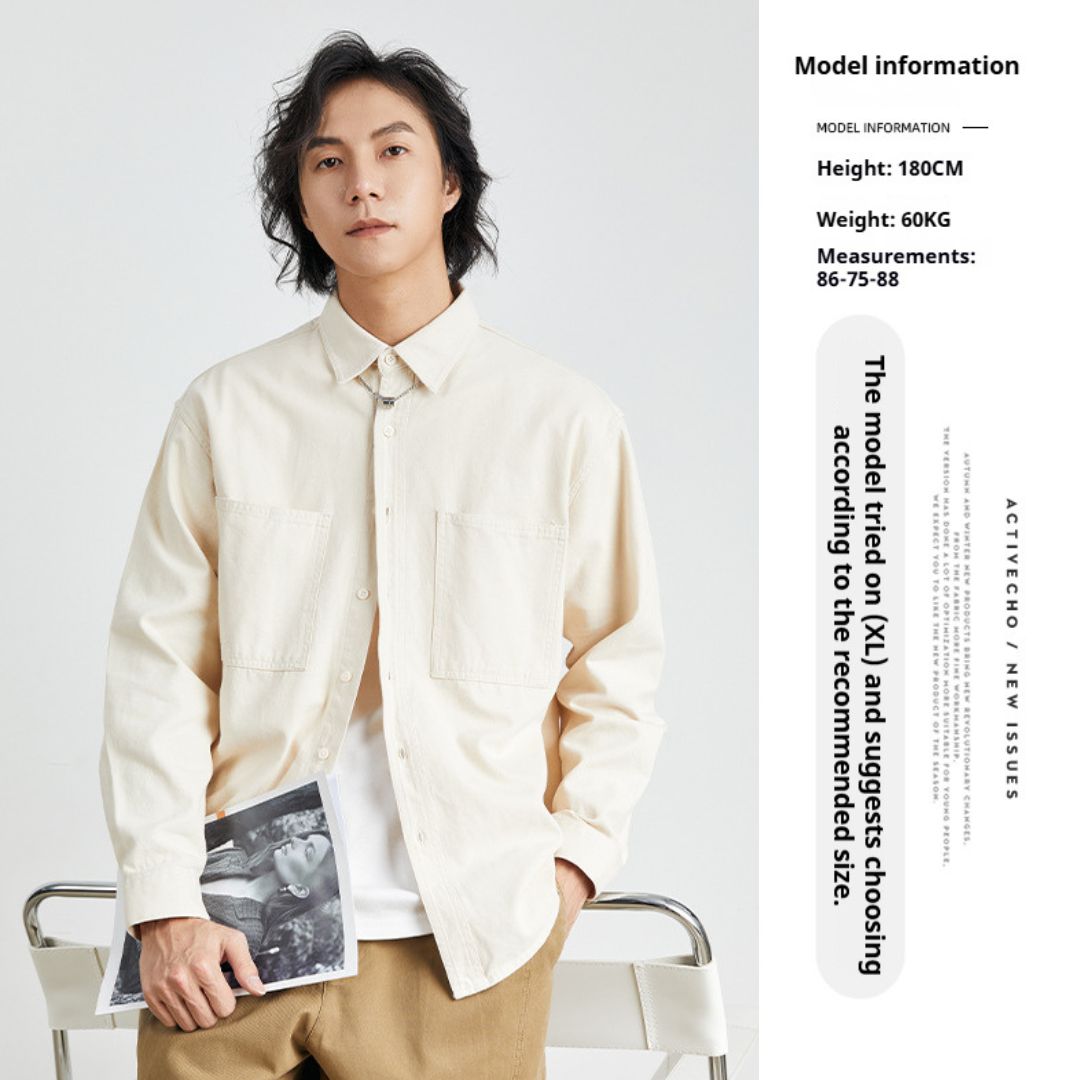 純棉素色雙口袋恤衫