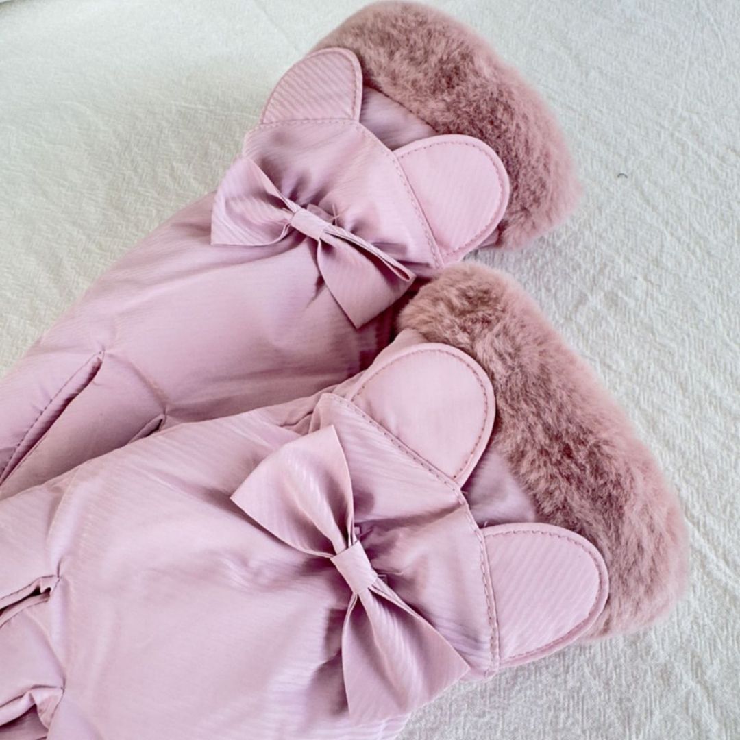 蝴蝶結冬季保暖手套