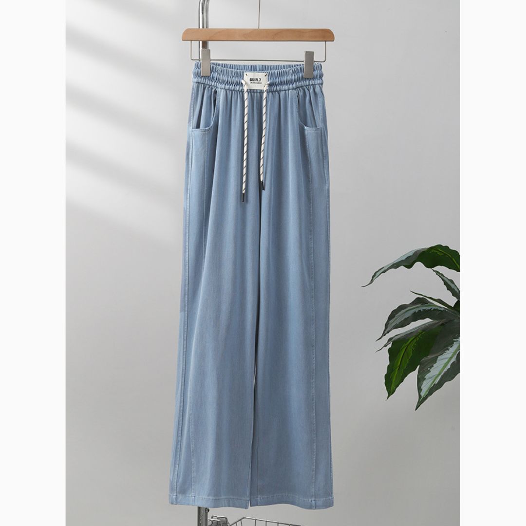 天絲時尚休閒直筒褲